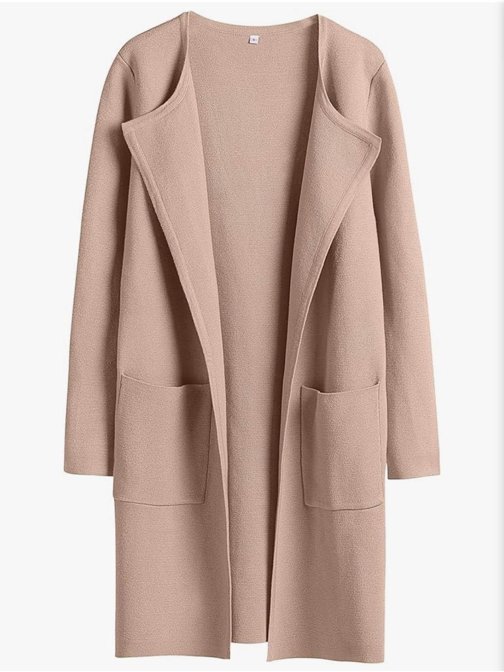 Annabelle Long Open-Front Sweater in Taupe
